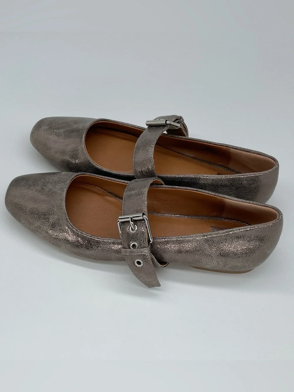 DV Dolce Vita Mellie Pewter Metallic Mary Jane Flats - Size 8.5 NWOB